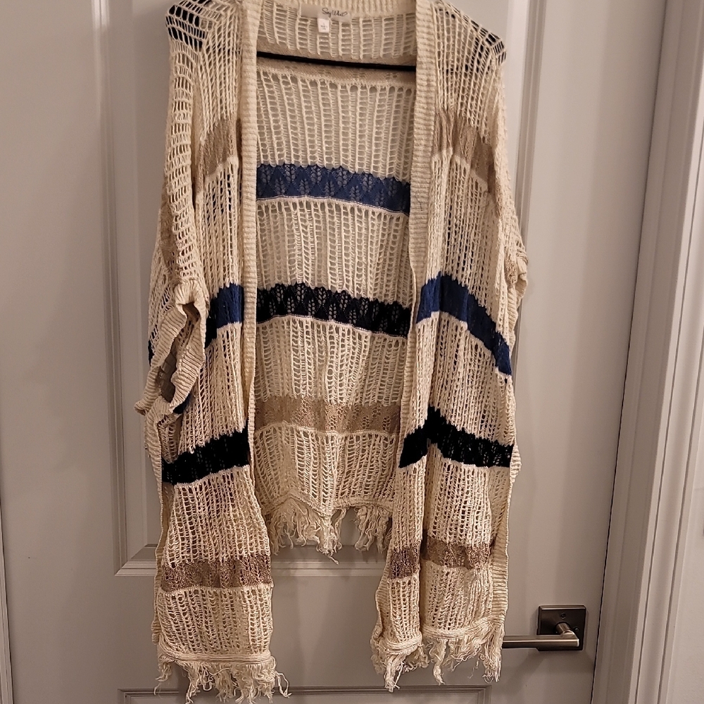 Striped Open-Knit Women's Sweater